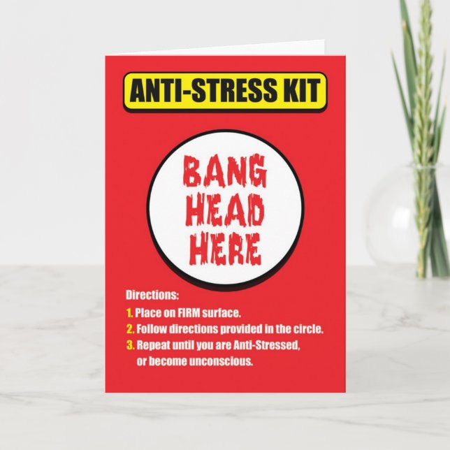 Bang Head Here Anti-Stress Card (Front)