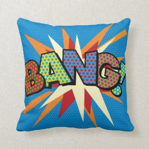 BANG KA-POW Funny Cool Modern Comic Book Pop Art Throw Pillow