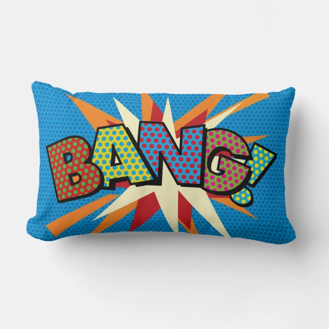 BANG KA-POW Funny Modern Cool Stylish Comic Book Lumbar Pillow (Front)