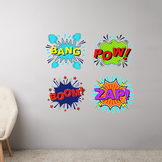 Bang Pow Boom Zap  Pop Art   50" Wall Decal (Living Room 2)