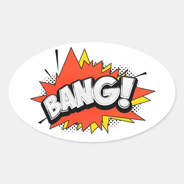 Bang Retro Action Comic Book Bubble Oval Sticker (Front)