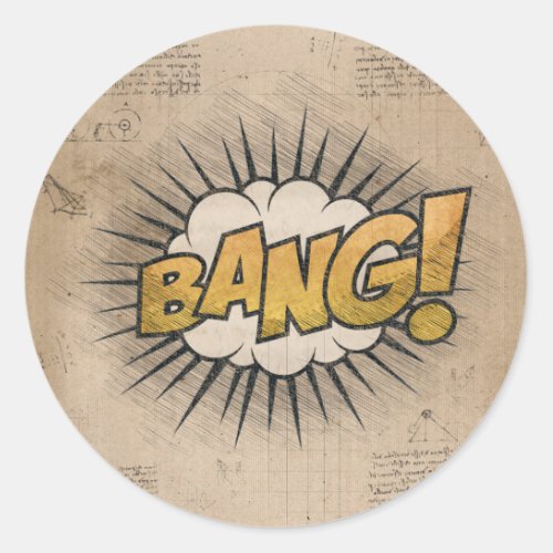 BANG Vintage Comic Book Steampunk Pop Art Classic Round Sticker