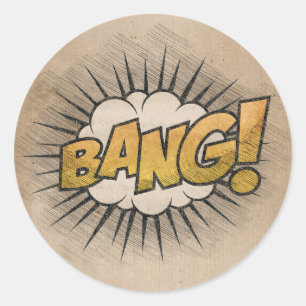 BANG! Vintage Comic Book Steampunk Pop Art Classic Round Sticker