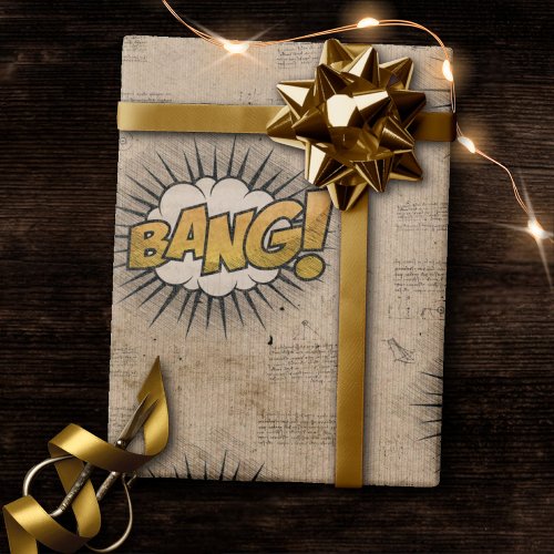 BANG Vintage Comic Book Steampunk Pop Art Wrapping Paper