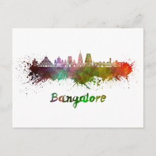 Bangalore skyline in watercolor postcard