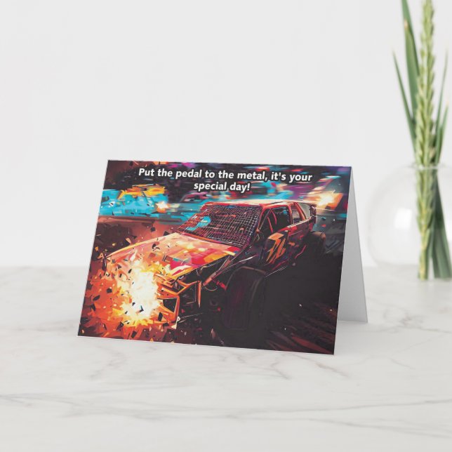 Banger Racing Birthday Card (Front)