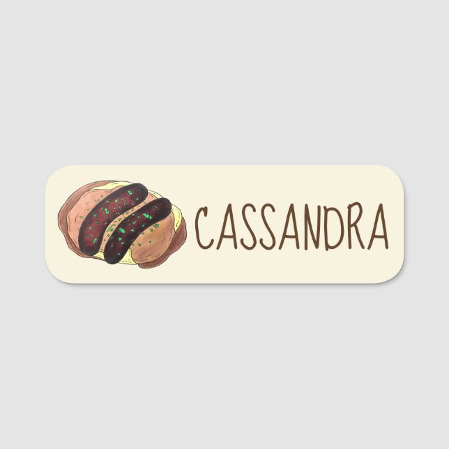 Bangers and Mash British Pub Food Sausage Potatoes Name Tag (Front)