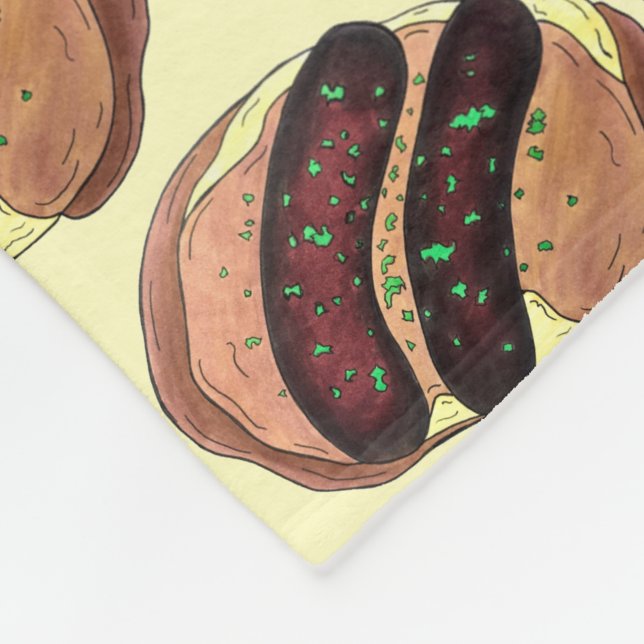 Bangers and Mash Sausage Potatoes British UK Food Fleece Blanket (Corner)