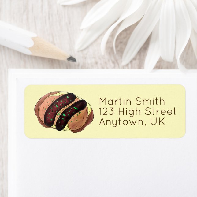 Bangers and Mash Sausage Potatoes British UK Food Label (Insitu)