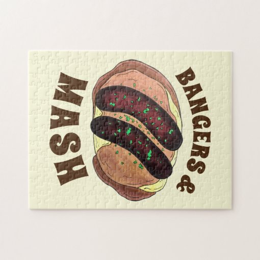 Bangers and Mash UK Food Sausage Potatoes Jigsaw Puzzle Zazzle
