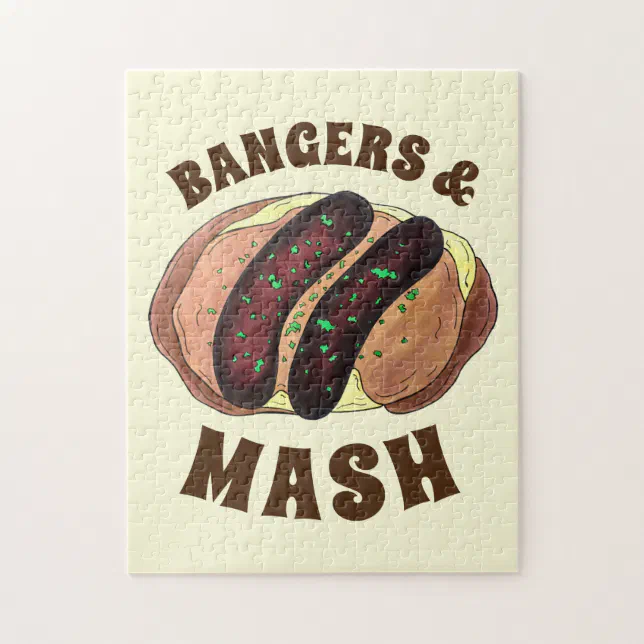 Bangers and Mash UK Food Sausage Potatoes Jigsaw Puzzle Zazzle