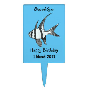 Banggai cardinalfish cartoon illustration  cake topper