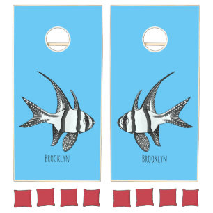 Banggai cardinalfish cartoon illustration cornhole set