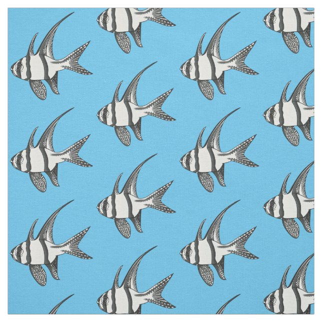 Banggai cardinalfish cartoon illustration  fabric (Swatch)