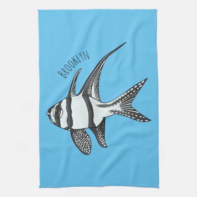 Banggai cardinalfish cartoon illustration kitchen towel (Vertical)