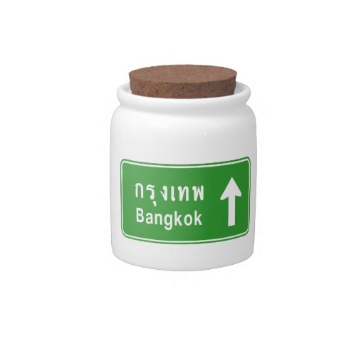 Bangkok Ahead  Thai Highway Traffic Sign  Candy Jar