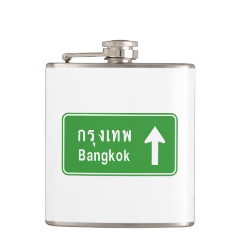 Bangkok Ahead  Thai Highway Traffic Sign  Flask