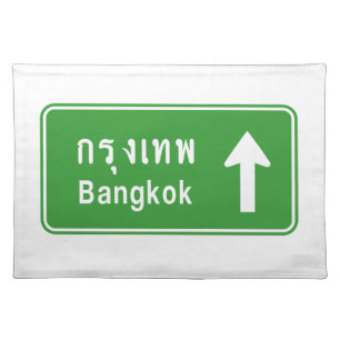 Bangkok Ahead ⚠ Thai Highway Traffic Sign ⚠ Placemat