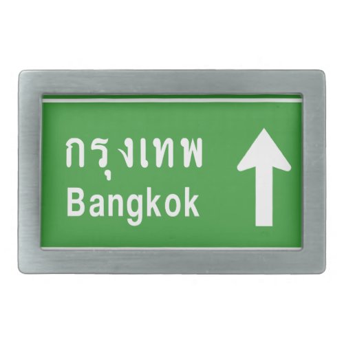 Bangkok Ahead  Thai Highway Traffic Sign  Rectangular Belt Buckle