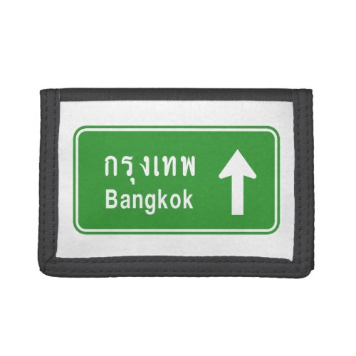 Bangkok Ahead  Thai Highway Traffic Sign  Trifold Wallet