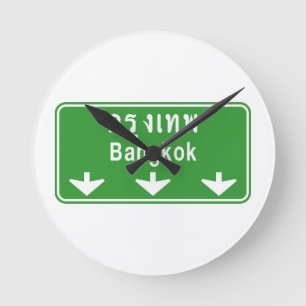 Bangkok Ahead Watch Out! ⚠ Thailand Traffic Sign ⚠ Round Clock