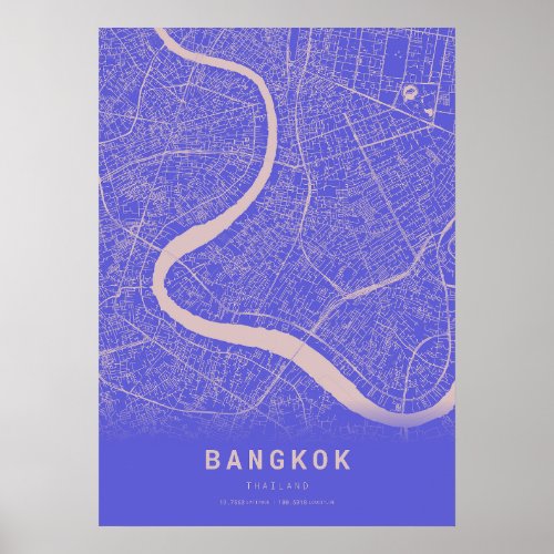 Bangkok Blue City Map Poster