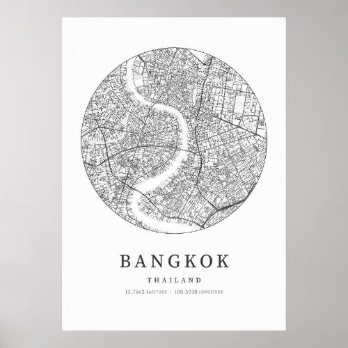 Bangkok Cartography Map Poster