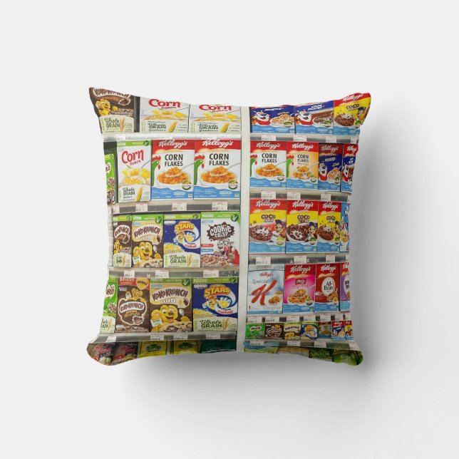 Bangkok Cereal Shelves: Foodland Editorial Throw Pillow (Front)