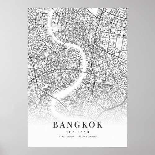 Bangkok City Map Poster