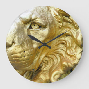 Bangkok Hotel Lion in Golden Paint. Large Clock