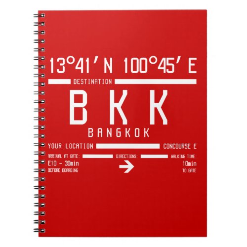 Bangkok International Airport BKK IATA Code Notebook