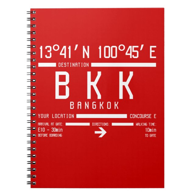 Bangkok International Airport BKK IATA Code Notebook (Front)