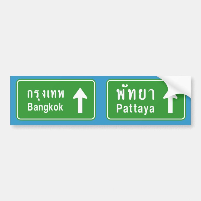 Bangkok Pattaya Ahead ⚠ Thai Traffic Sign ⚠ Bumper Stickers