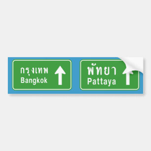 Bangkok Pattaya Ahead ⚠ Thai Traffic Sign ⚠ Bumper Sticker