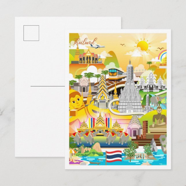 Bangkok Thailand Art Travel Illustration Postcard (Front/Back)