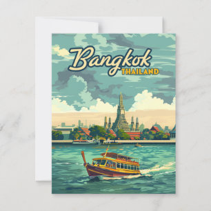 Bangkok Thailand Asia Vintage Travel Temple Card