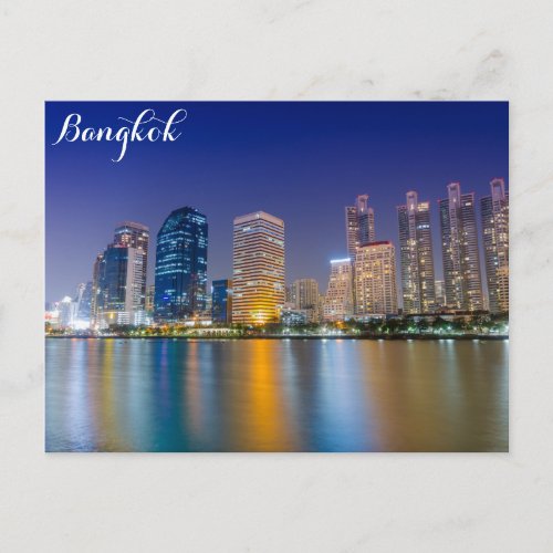 Bangkok Thailand City Skyline at Night Postcard