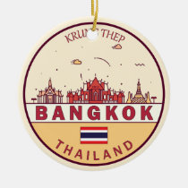 Bangkok Thailand City Skyline Emblem Ceramic Ornament