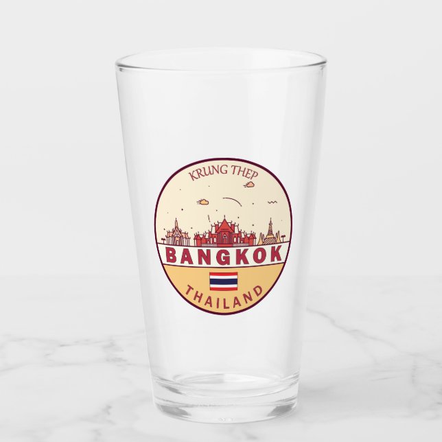 Bangkok Thailand City Skyline Emblem Glass (Front)