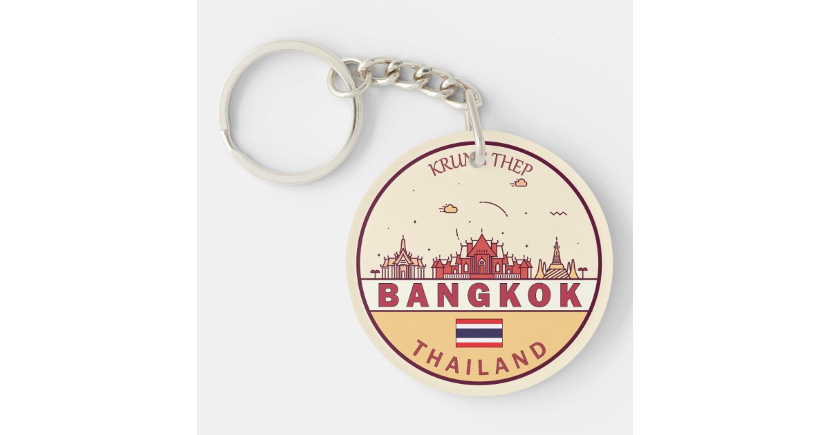 Bangkok Thailand City Skyline Emblem Keychain Zazzle