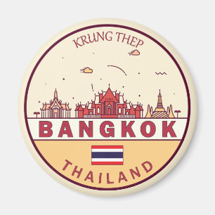 Bangkok Thailand City Skyline Emblem Magnet