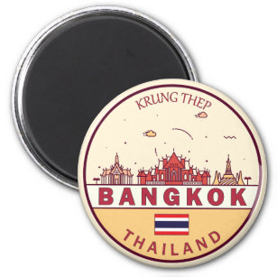 Bangkok Thailand City Skyline Emblem Magnet