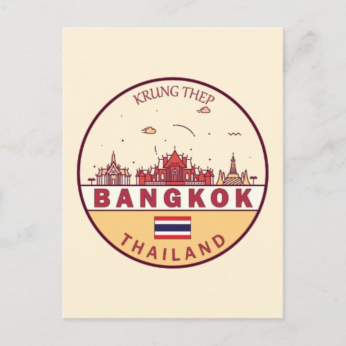Bangkok Thailand City Skyline Emblem Postcard