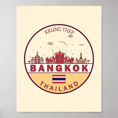 Bangkok Thailand City Skyline Emblem Poster