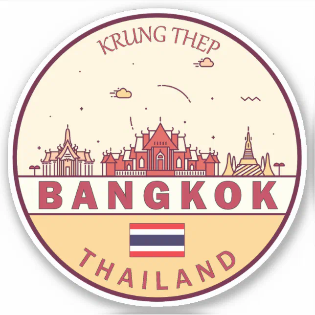 Bangkok Thailand City Skyline Emblem Sticker Zazzle