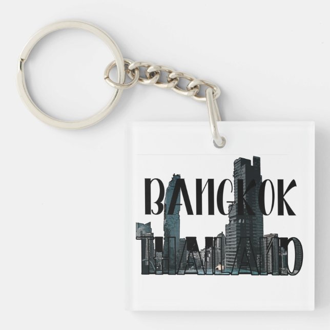 Bangkok Thailand - City, Travel, Thai Keychain (Front)