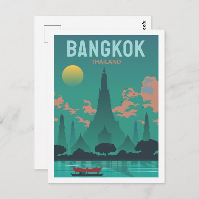 Bangkok Thailand Famous Travel Place Illustration Postcard (Front/Back)