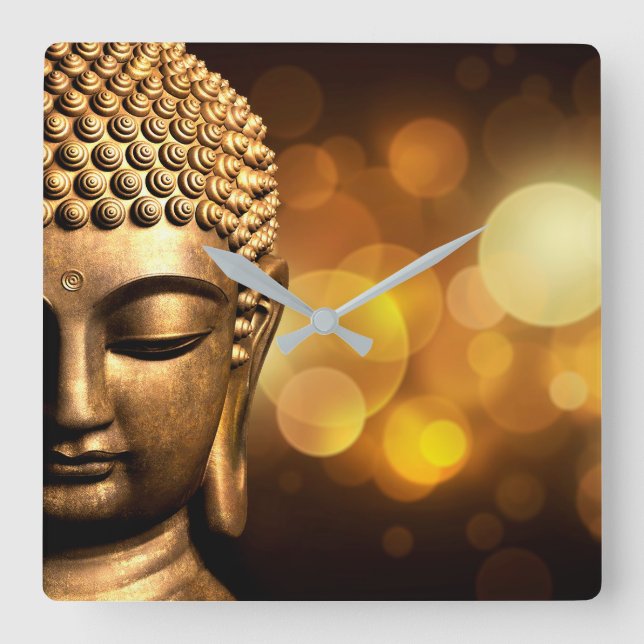 Bangkok, Thailand | Gold Buddha Square Wall Clock (Front)