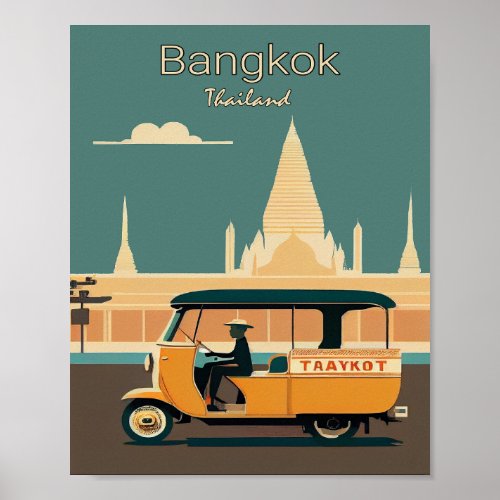 Bangkok Thailand Minimalist Vintage Travel Poster