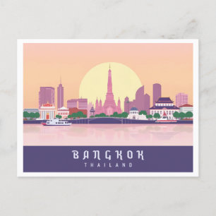 Bangkok Thailand Pastel Travel Design Postcard